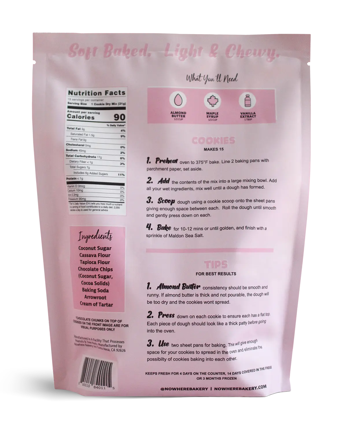 Chocolate Chip Cookie Baking Mix Back Nowhere Bakery