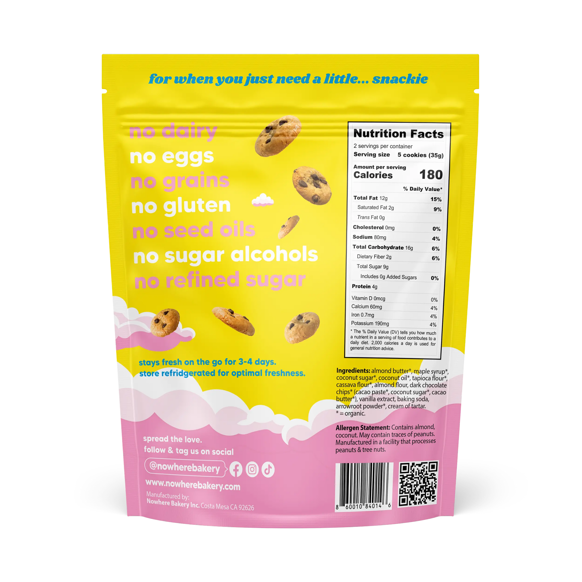 Choc Chip Snackies Back - Nowhere Bakery